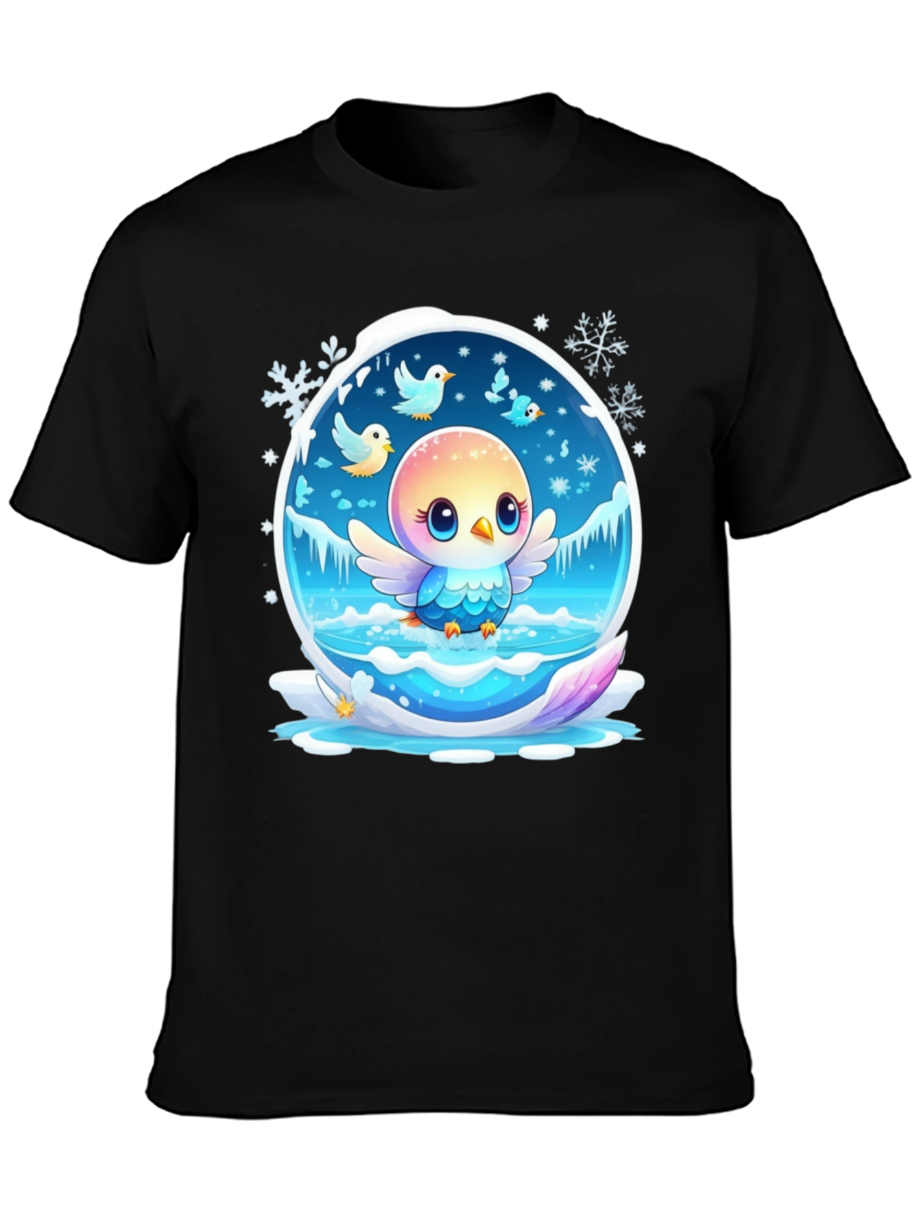Cute Bird Snow Globe Graphic T-Shirt