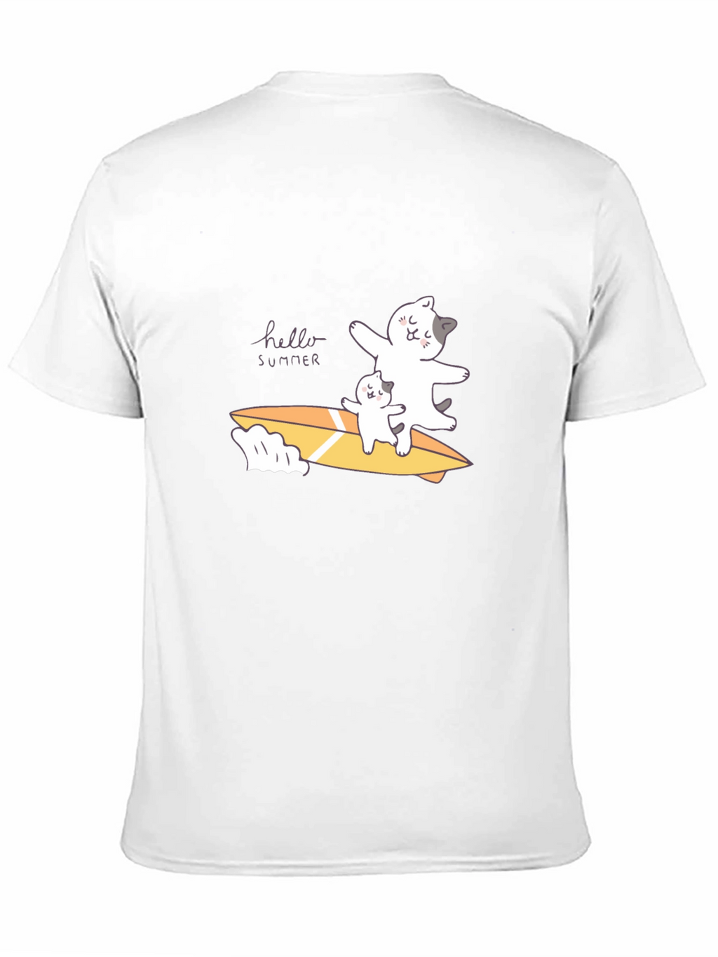 Summer Cats Surfboard Black T-Shirt