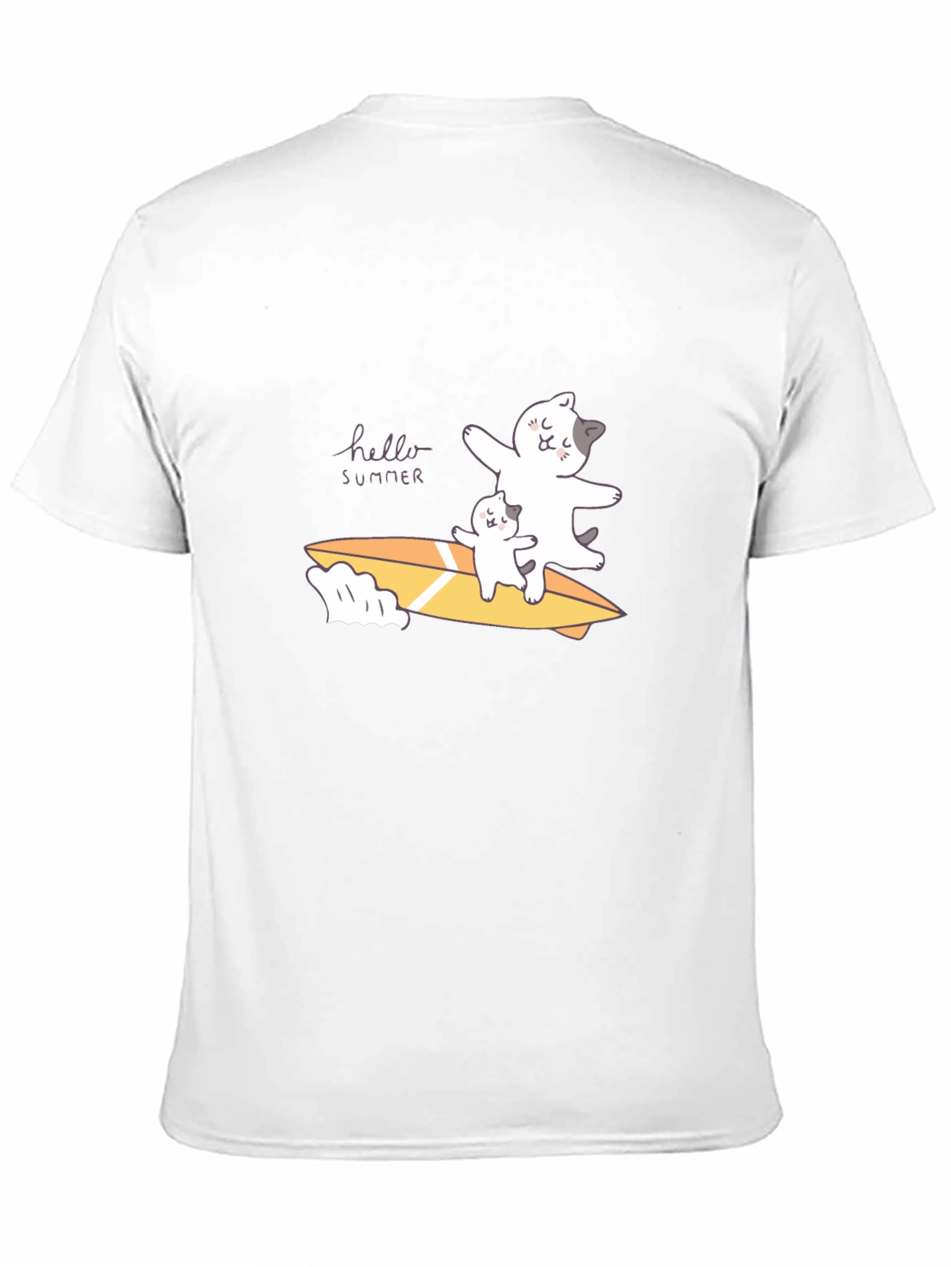 Summer Cats Surfboard Black T-Shirt