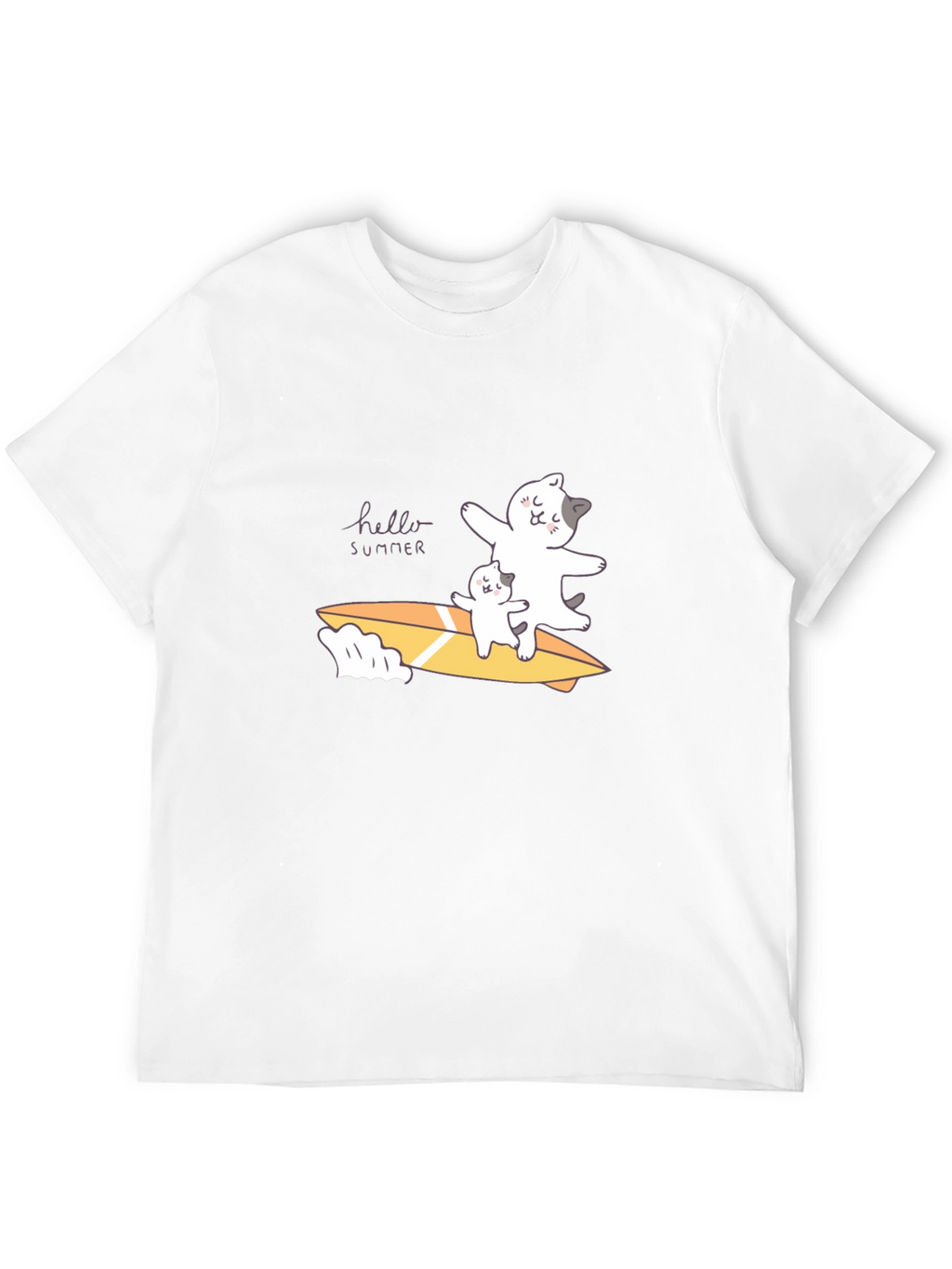 Summer Cats Surfboard Black T-Shirt
