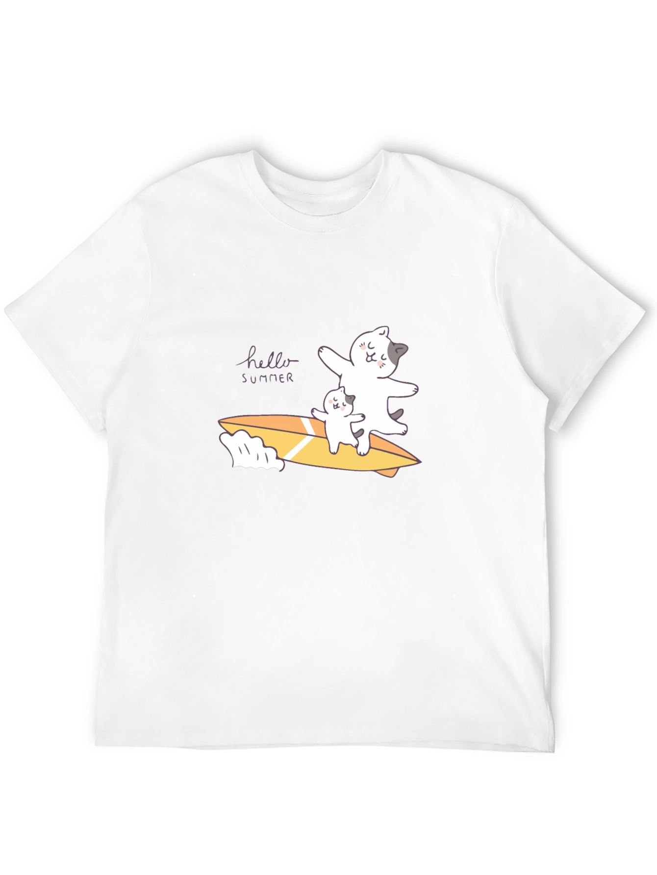 Summer Cats Surfboard Black T-Shirt