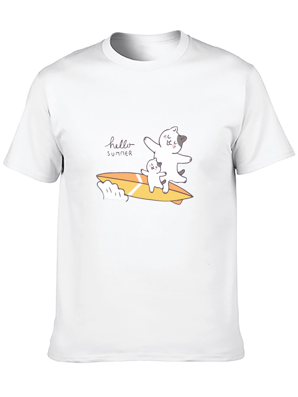 Summer Cats Surfboard Black T-Shirt
