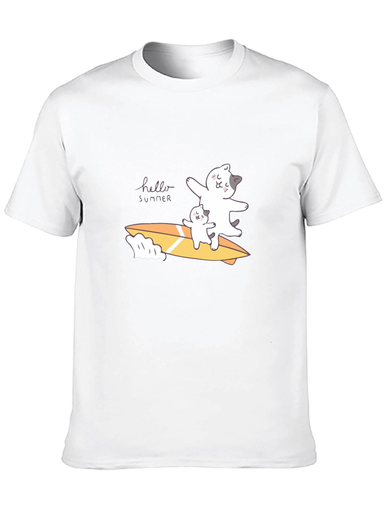Summer Cats Surfboard Black T-Shirt