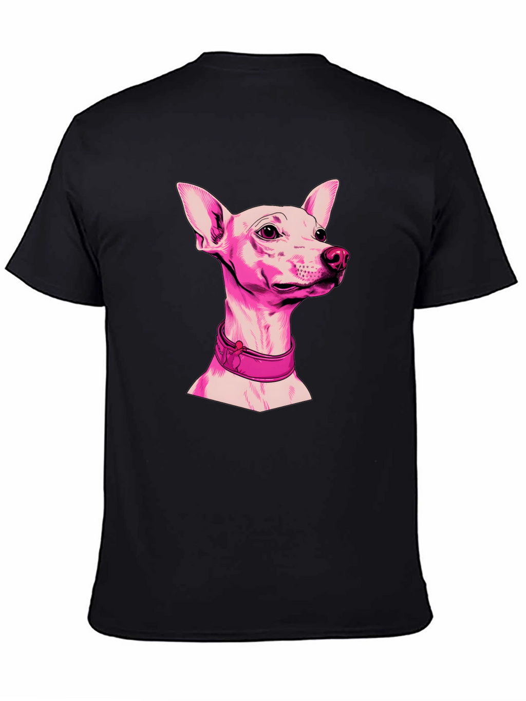Pink Dog Graphic Black T-Shirt