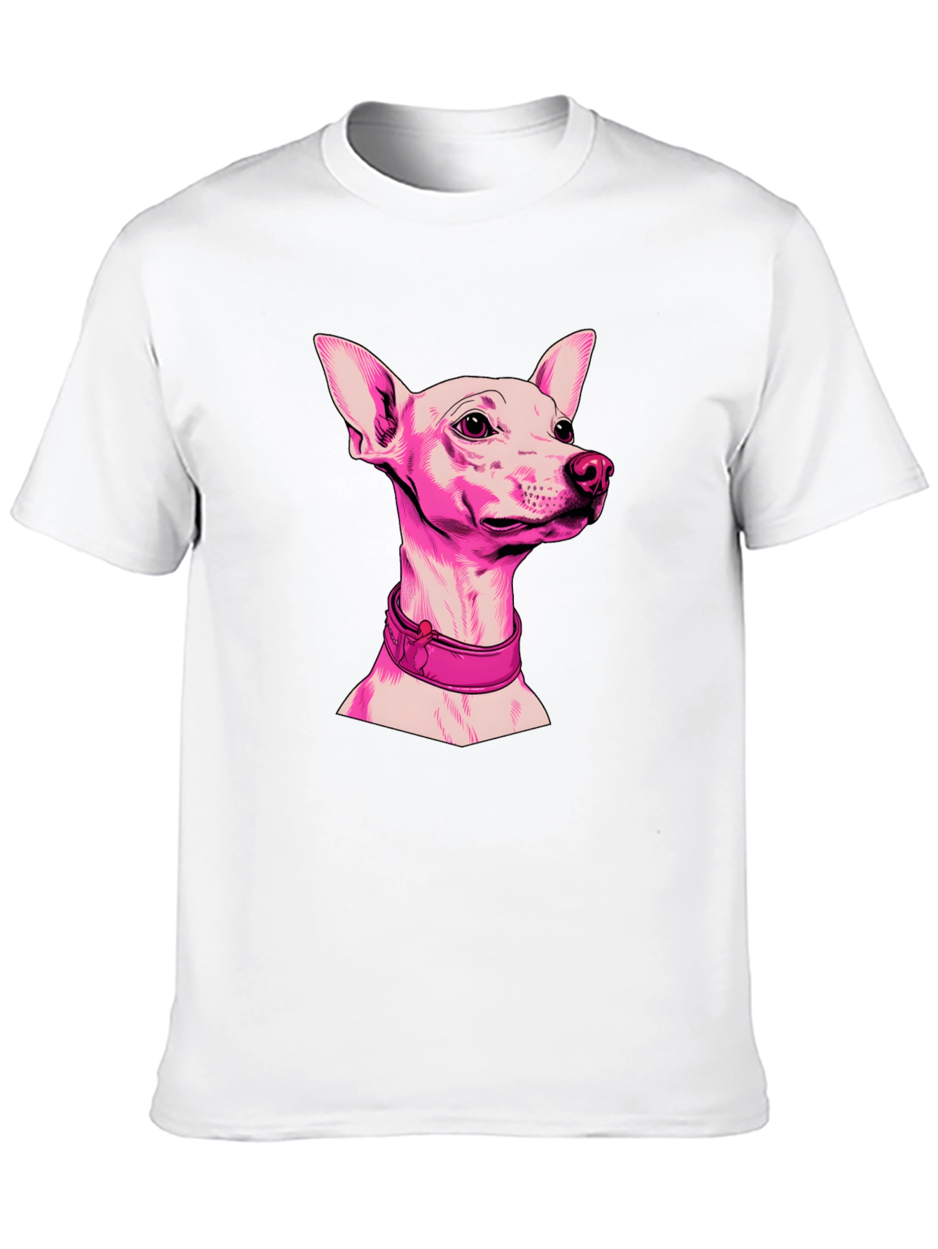 Pink Dog Graphic Black T-Shirt