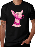 Pink Dog Graphic Black T-Shirt