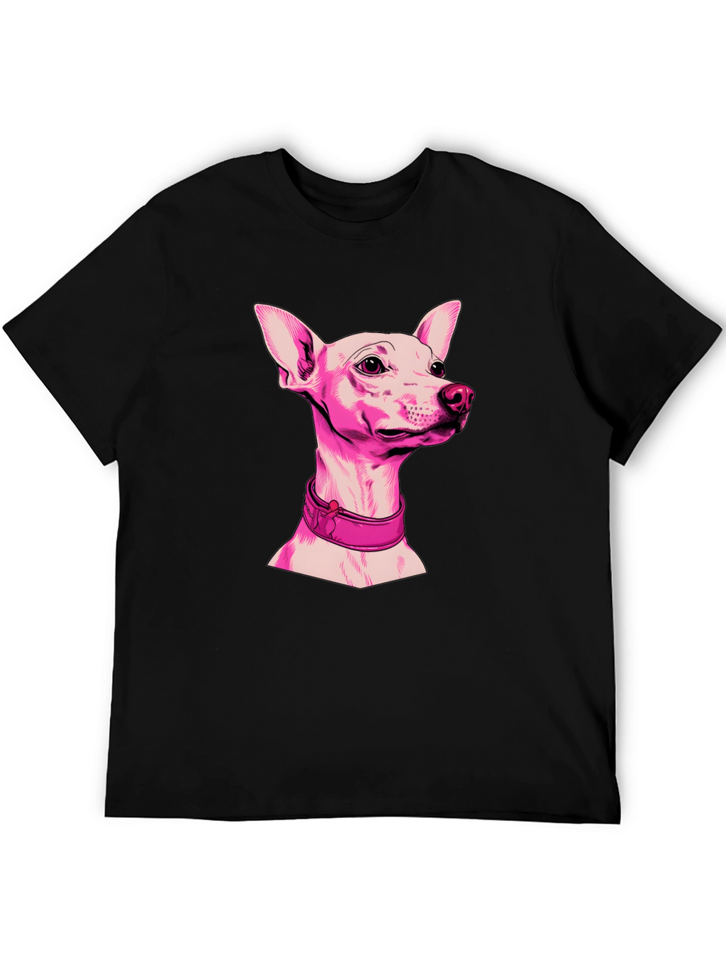 Pink Dog Graphic Black T-Shirt