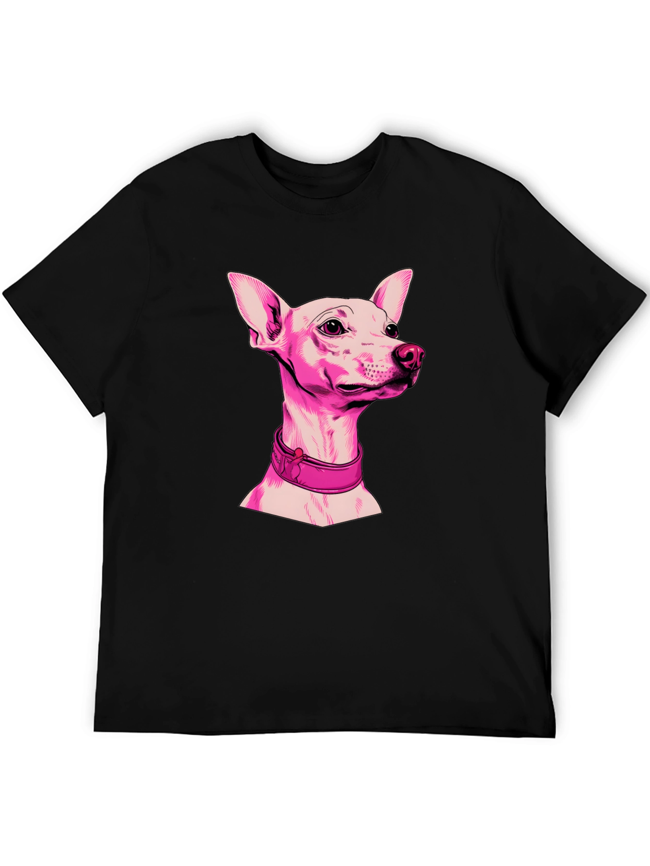 Pink Dog Graphic Black T-Shirt