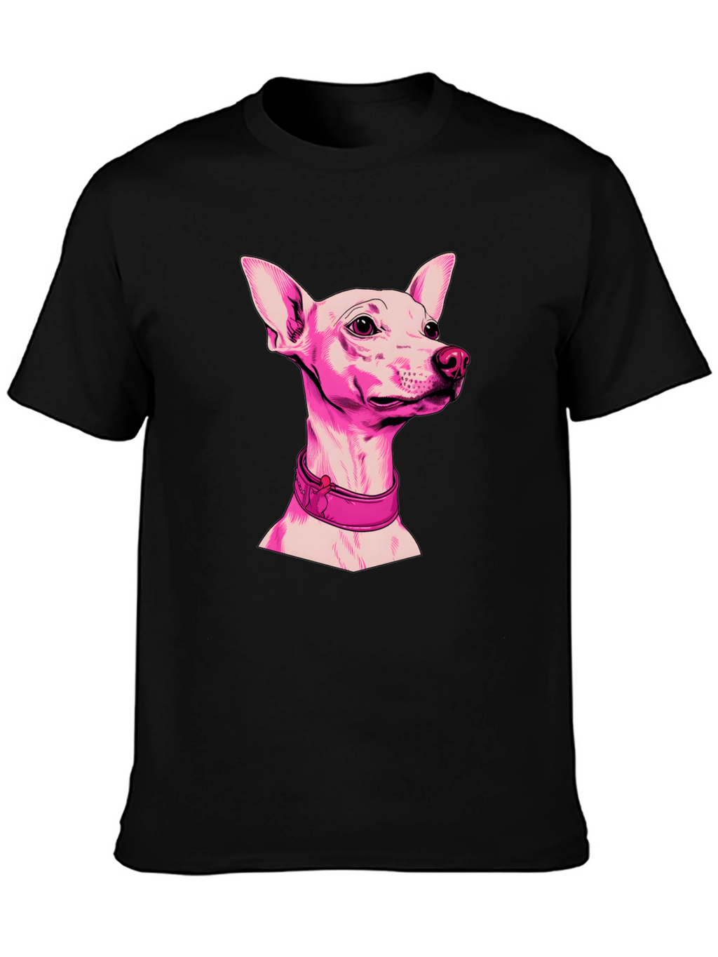 Pink Dog Graphic Black T-Shirt