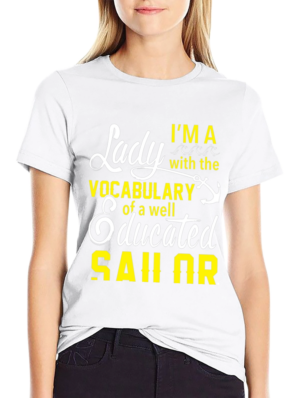 Lady Sailor Graphic T-Shirt - Black