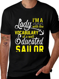 Lady Sailor Graphic T-Shirt - Black