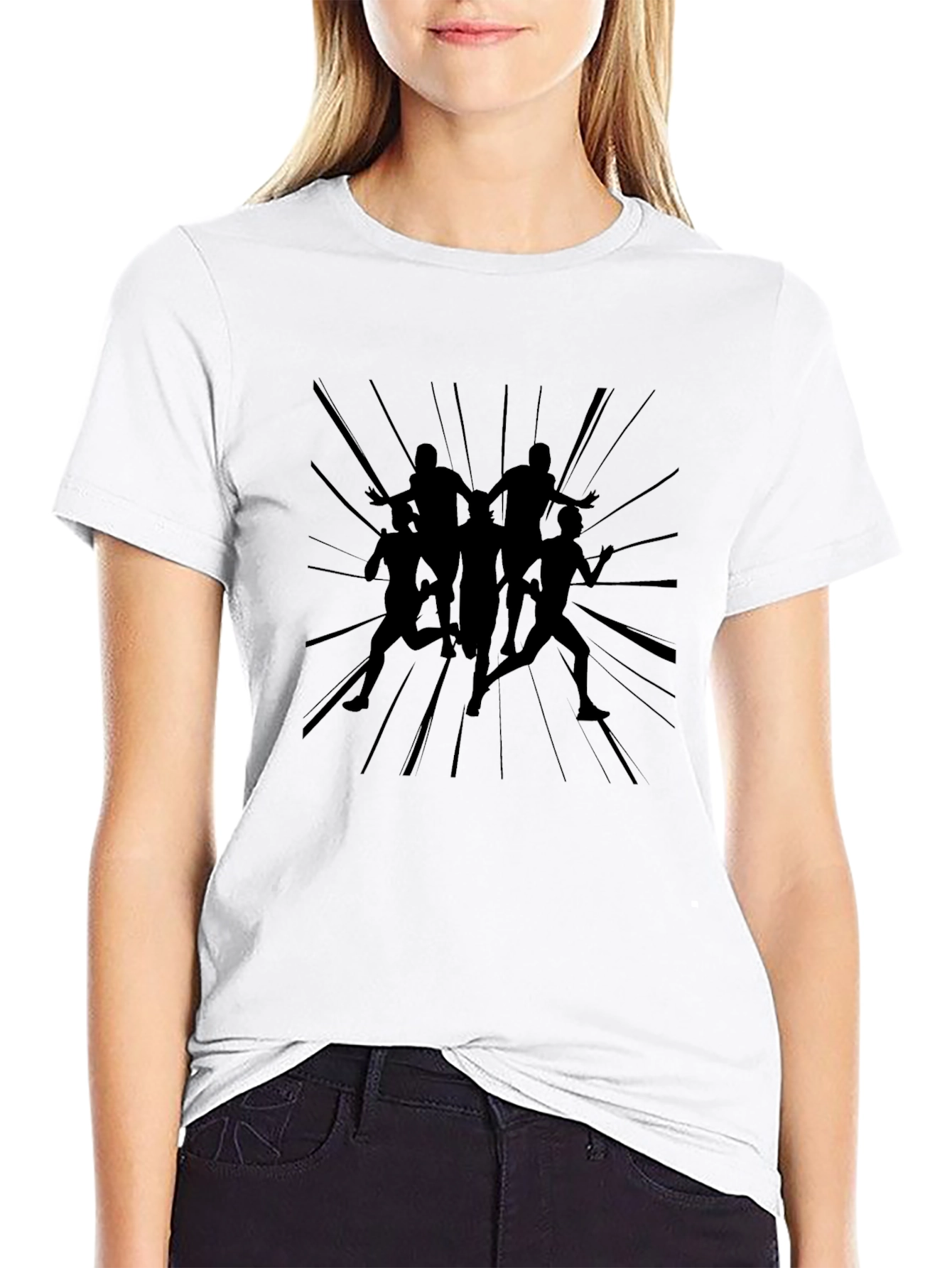 Graphic Tee: Mens Black Runner Silhouette T-Shirt