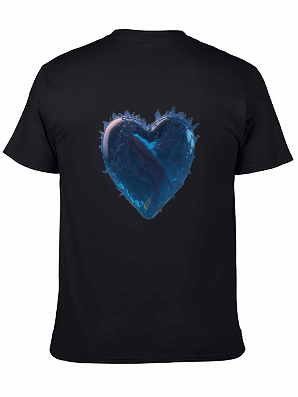 Icy Heart Graphic Tee - Black Cotton Casual