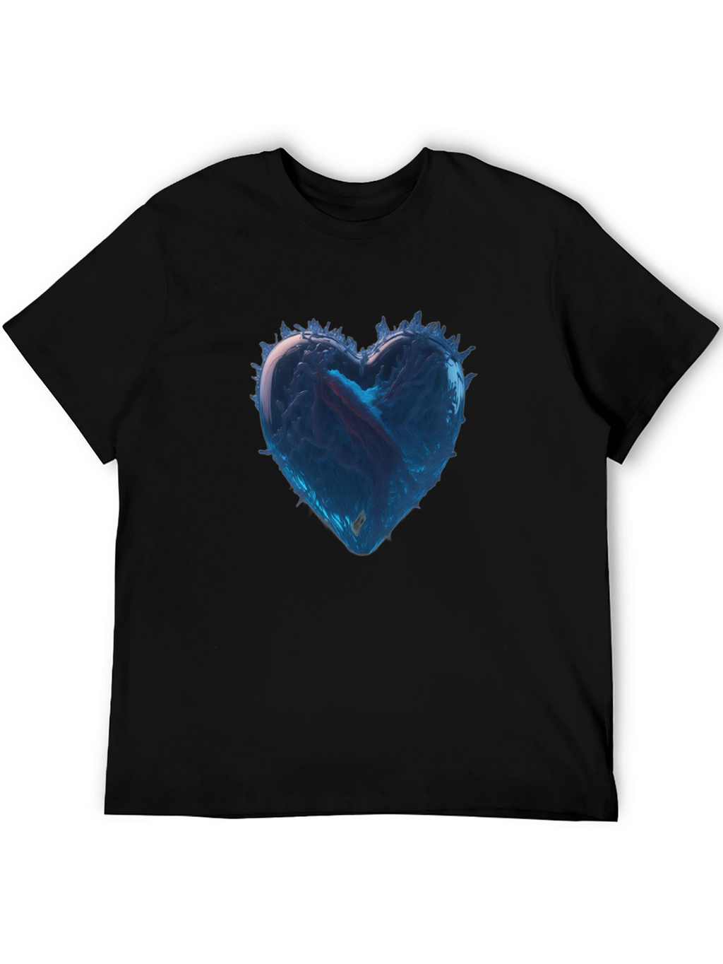Icy Heart Graphic Tee - Black Cotton Casual