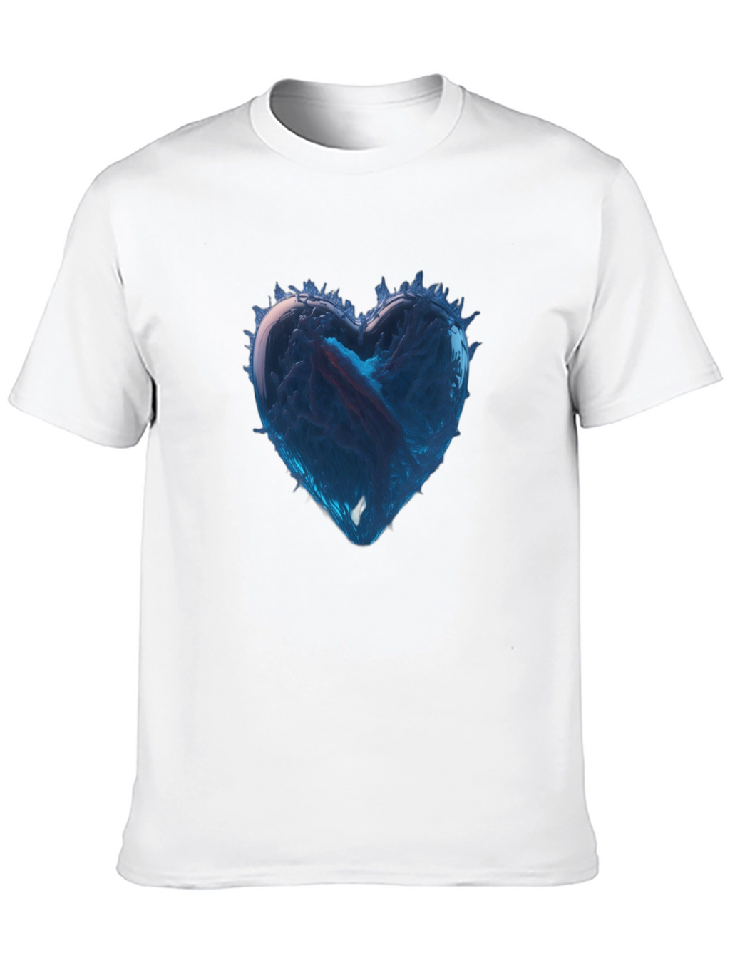 Icy Heart Graphic Tee - Black Cotton Casual