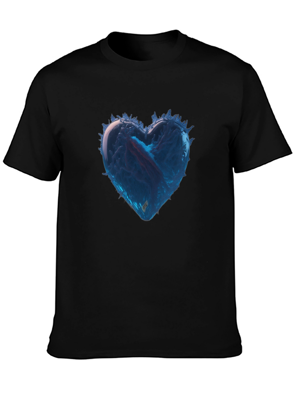 Icy Heart Graphic Tee - Black Cotton Casual