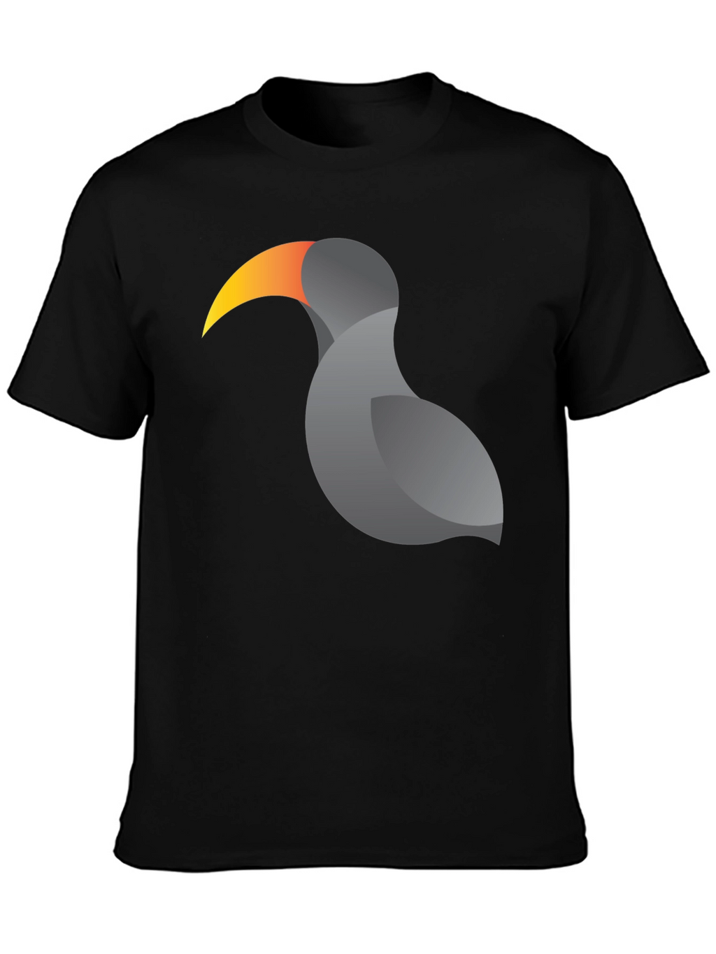 Stylized Toucan Graphic Print Black T-Shirt
