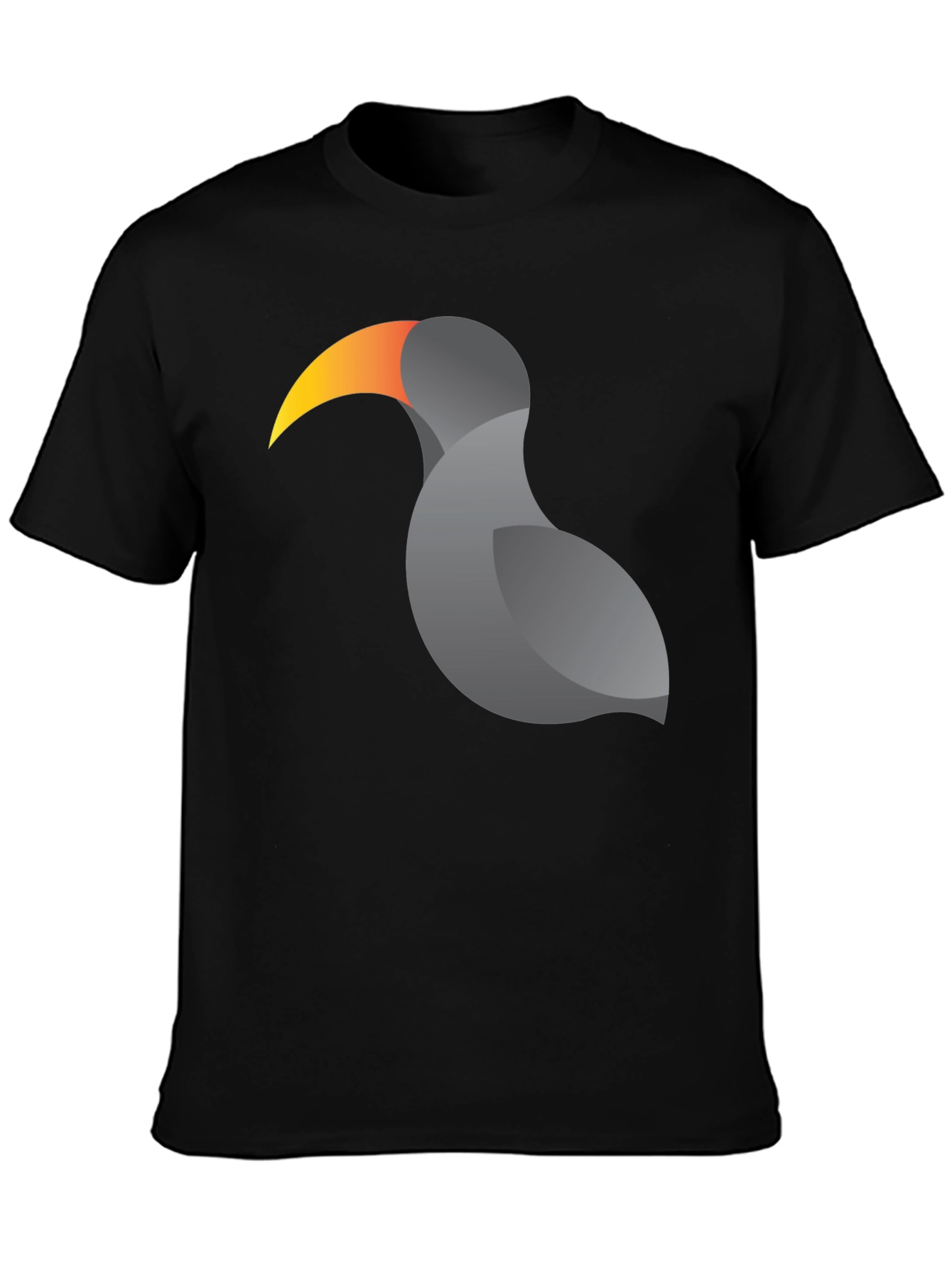 Stylized Toucan Graphic Print Black T-Shirt