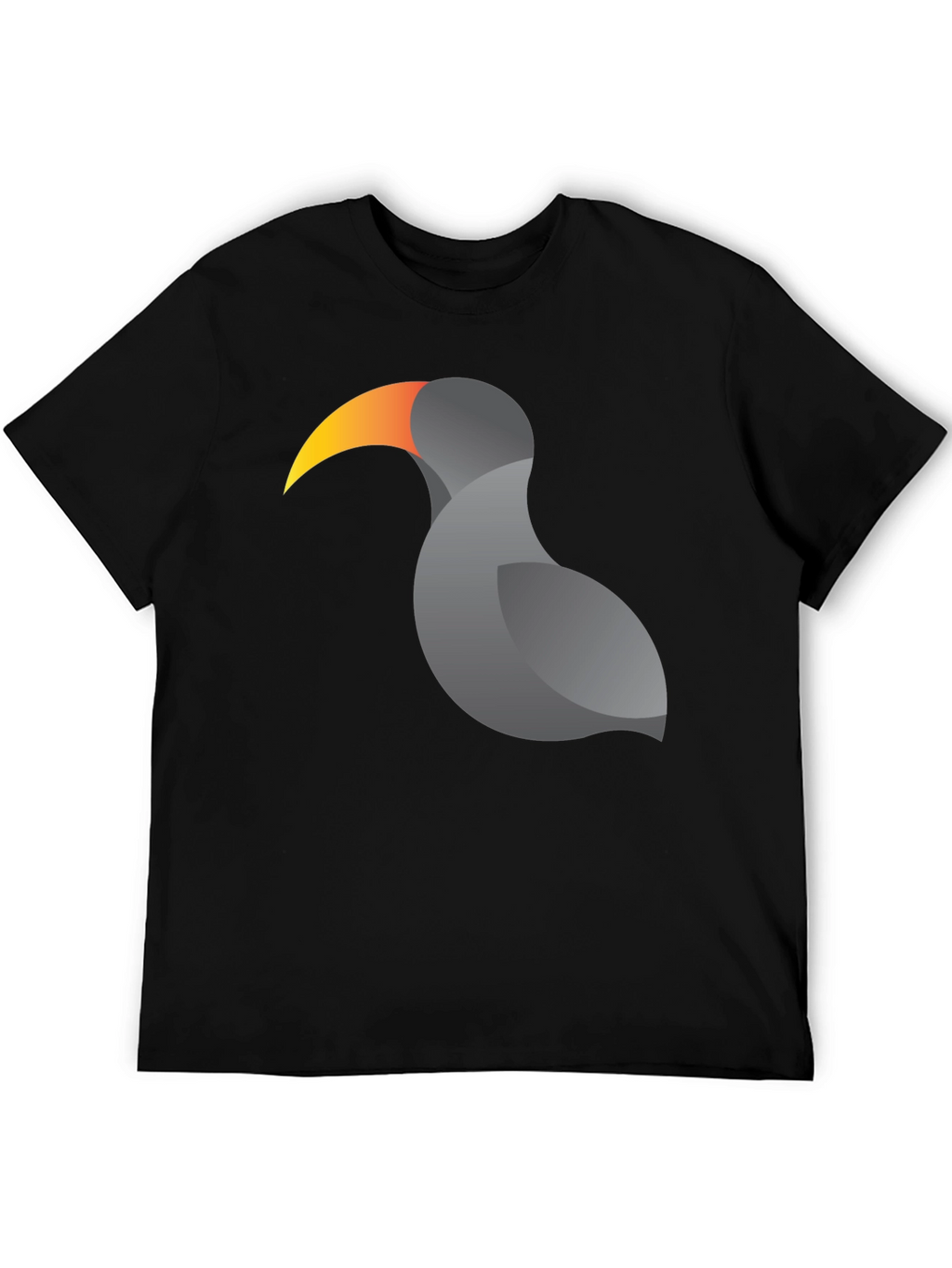 Stylized Toucan Graphic Print Black T-Shirt