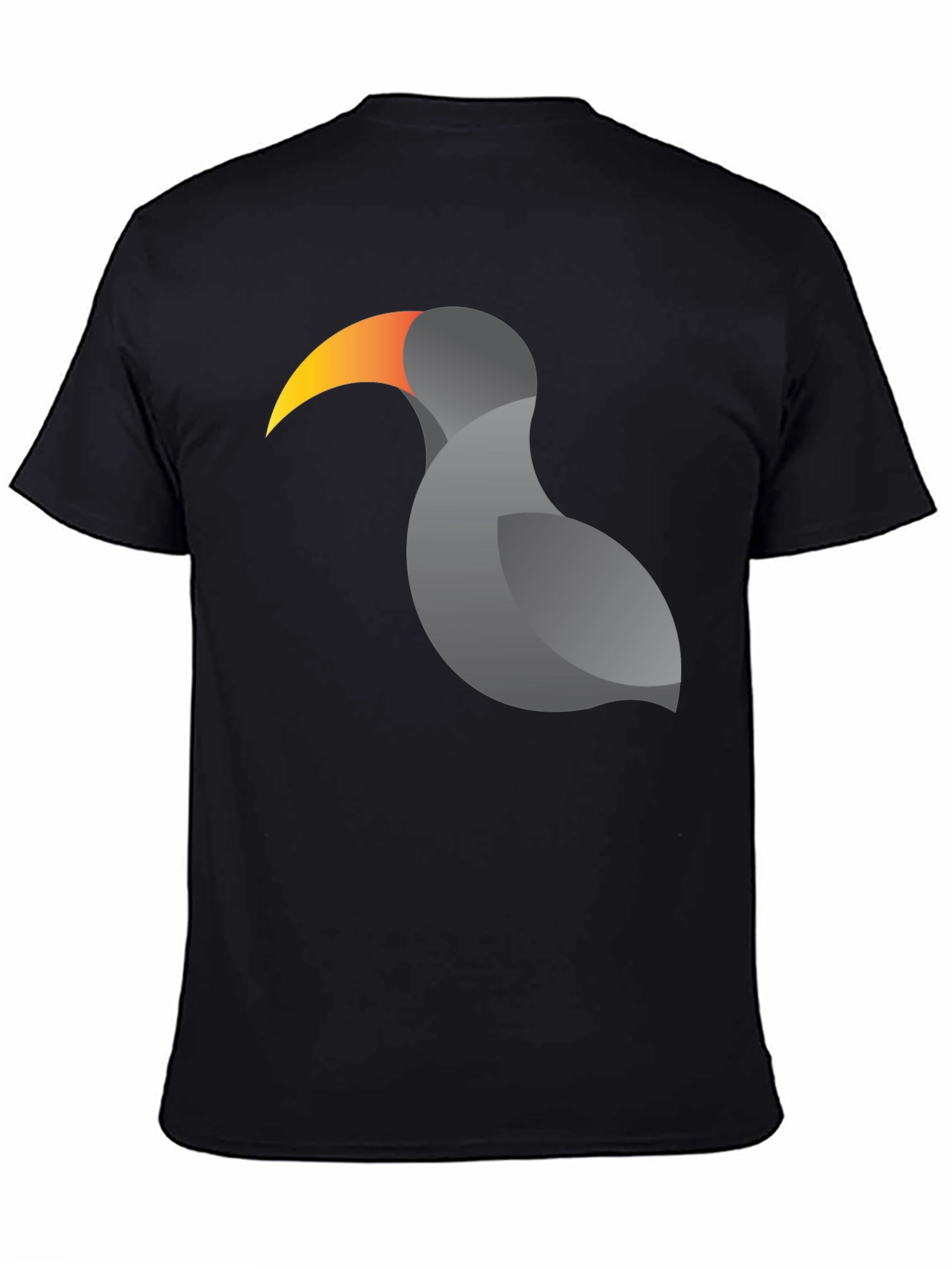 Stylized Toucan Graphic Print Black T-Shirt