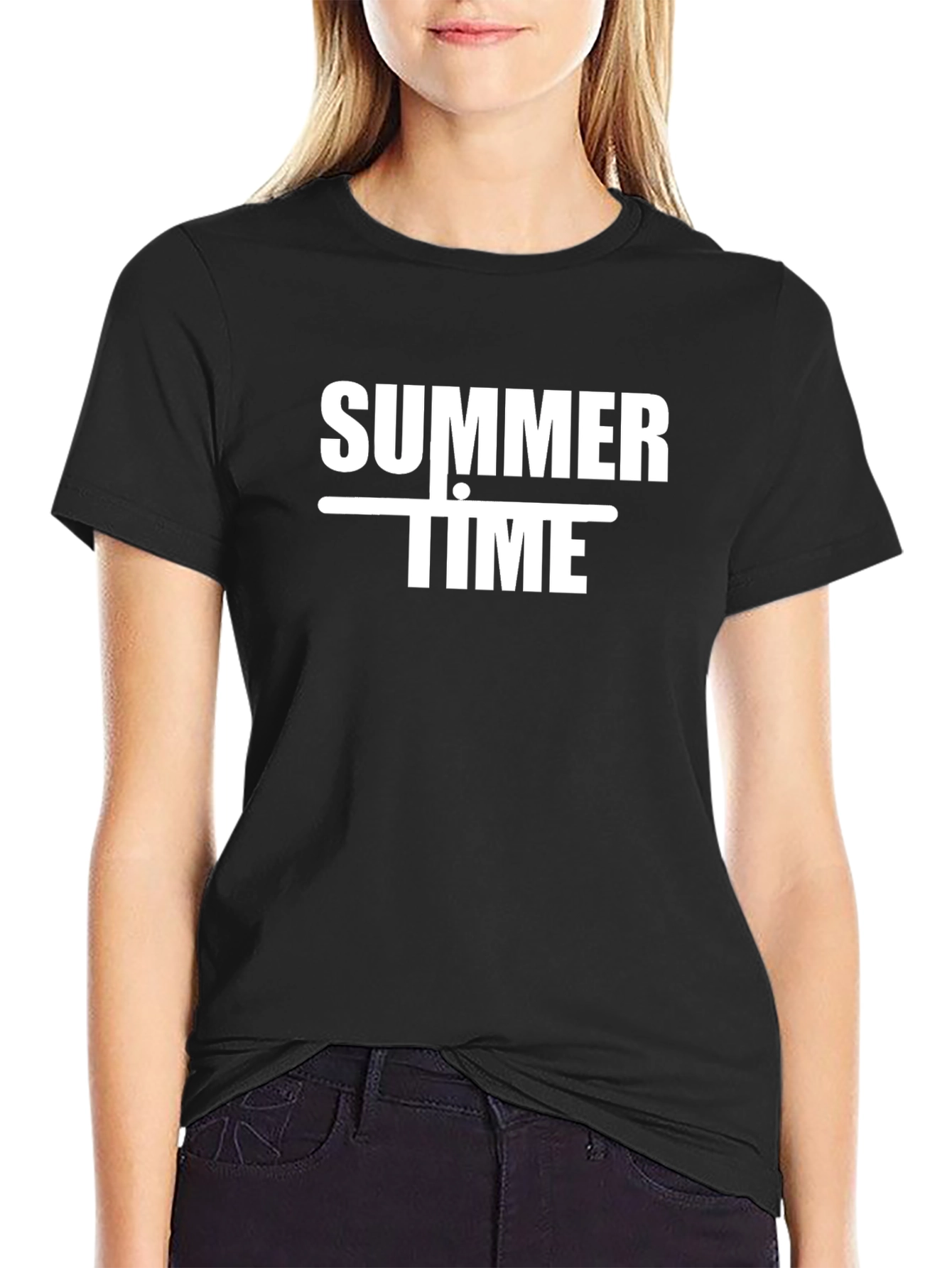 Summertime Graphic Print Black T-Shirt