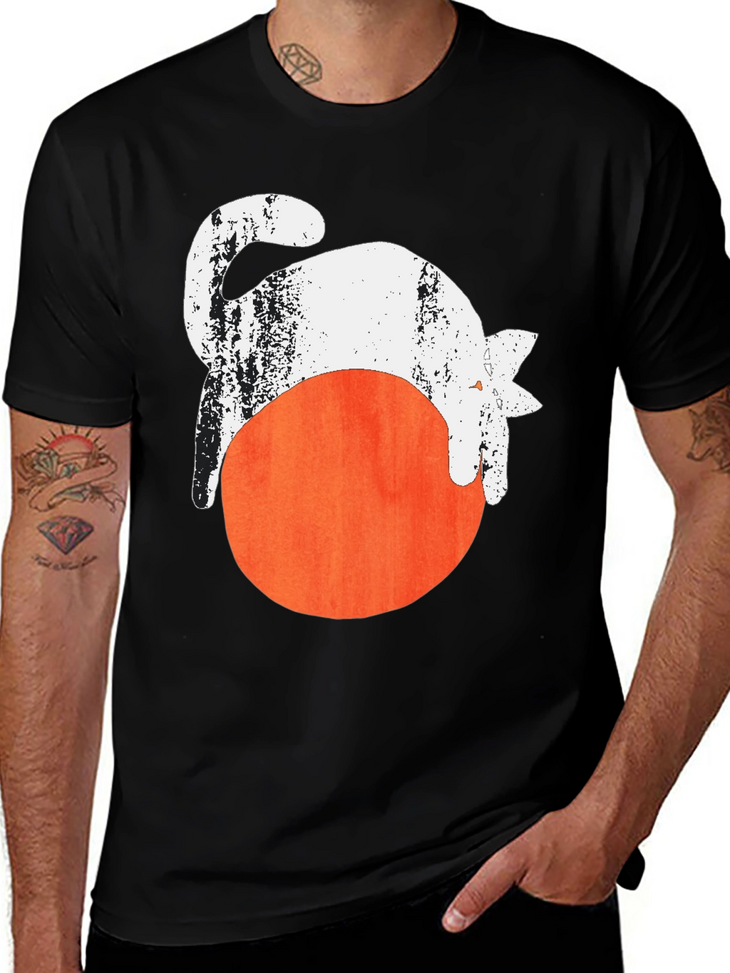 Cat On Ball Graphic Tee - Unique Design