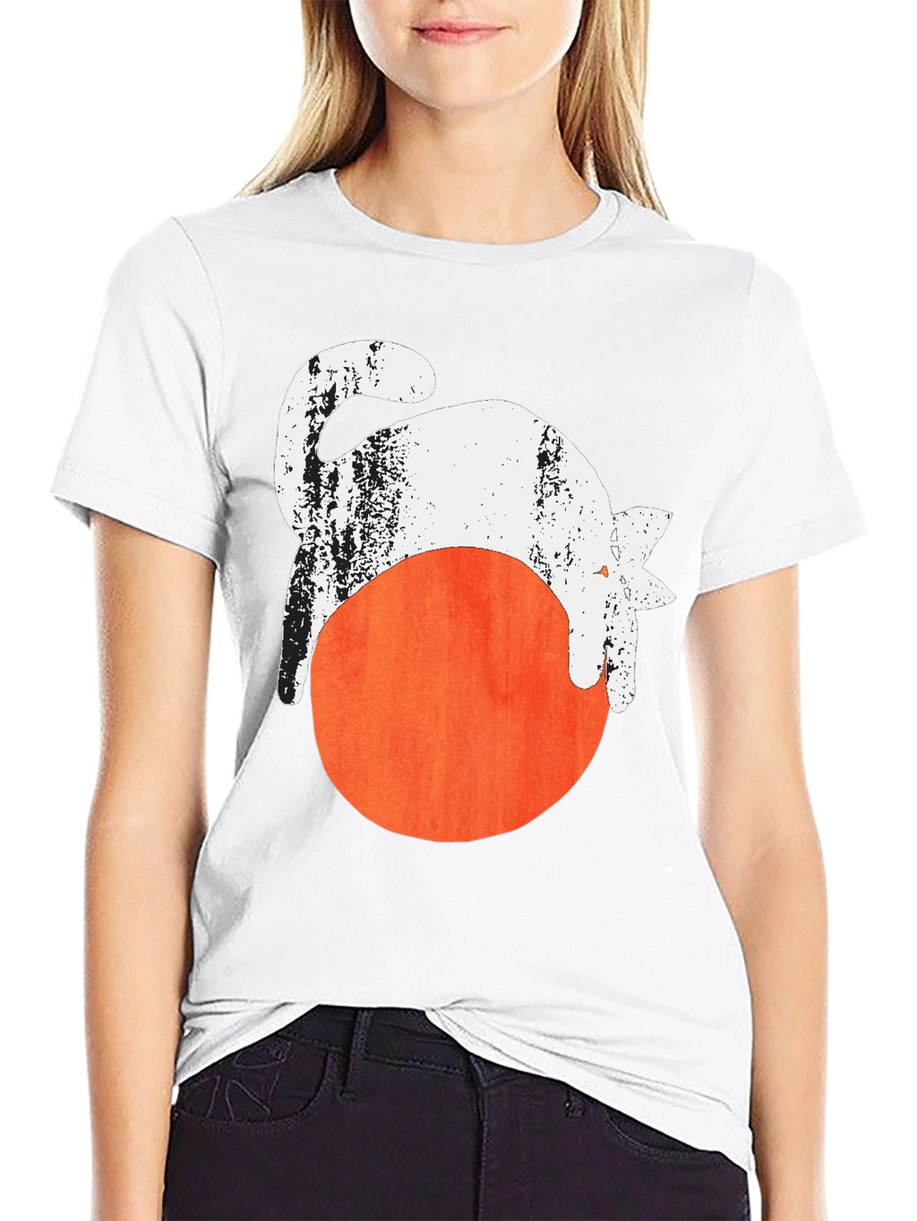 Cat On Ball Graphic Tee - Unique Design