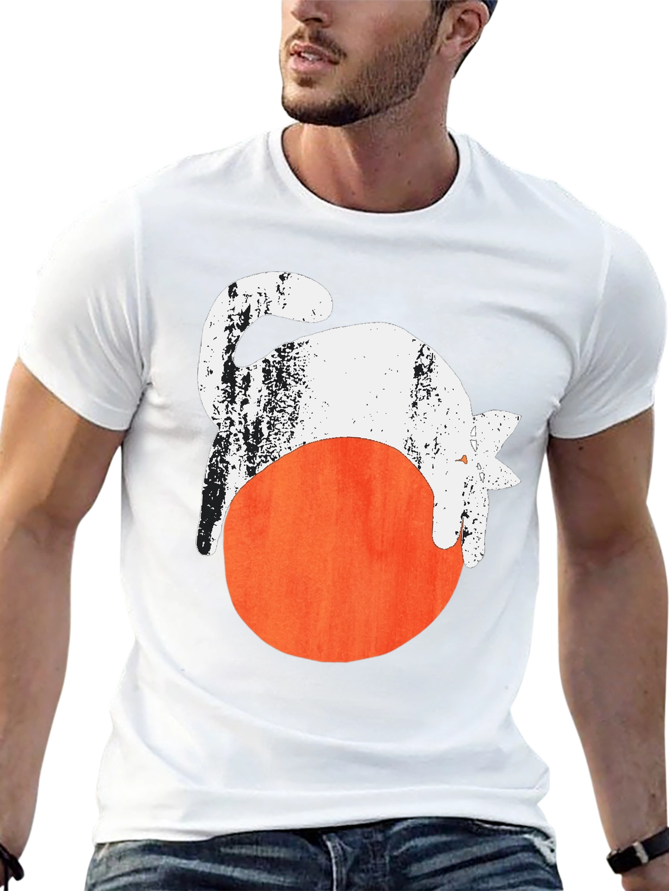 Cat On Ball Graphic Tee - Unique Design