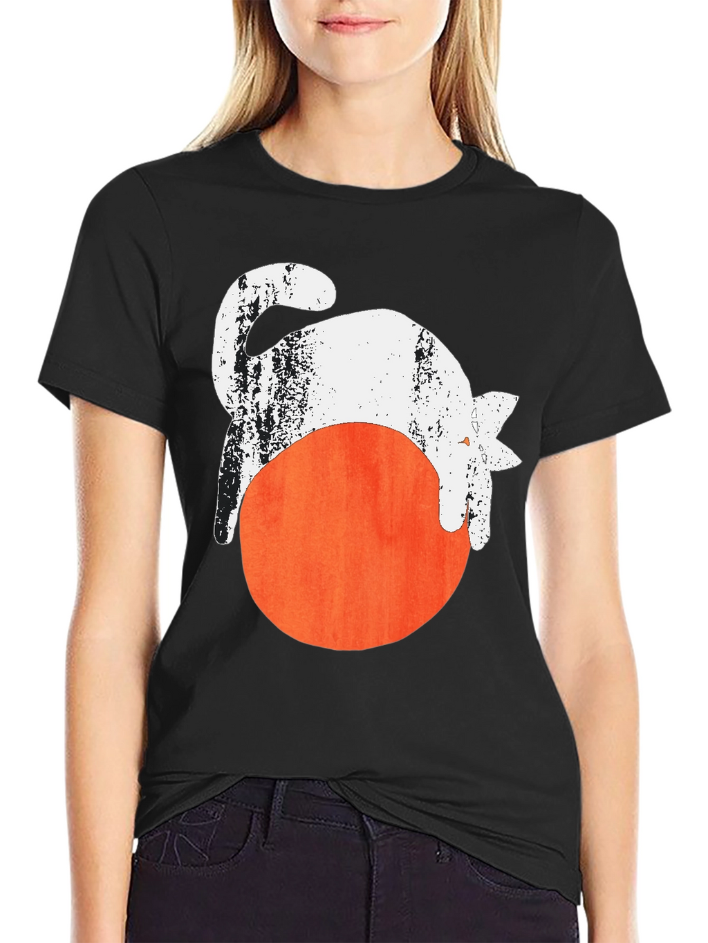 Cat On Ball Graphic Tee - Unique Design
