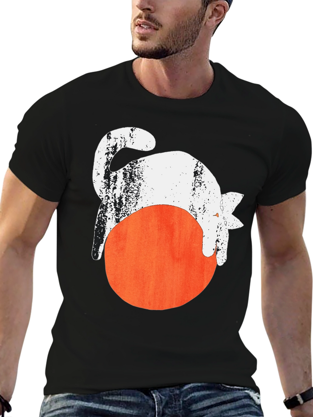 Cat On Ball Graphic Tee - Unique Design