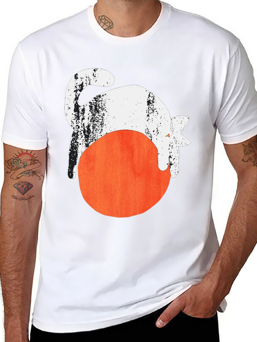 Cat On Ball Graphic Tee - Unique Design