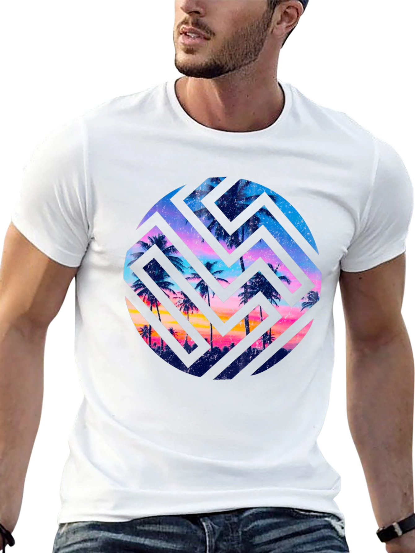 Tropical Maze Graphic Tee - Black