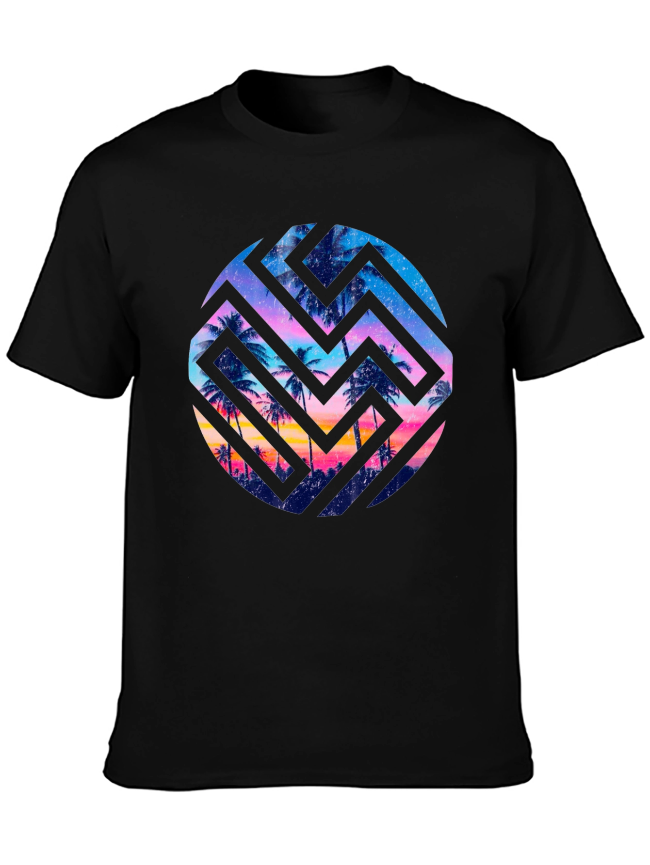 Tropical Maze Graphic Tee - Black