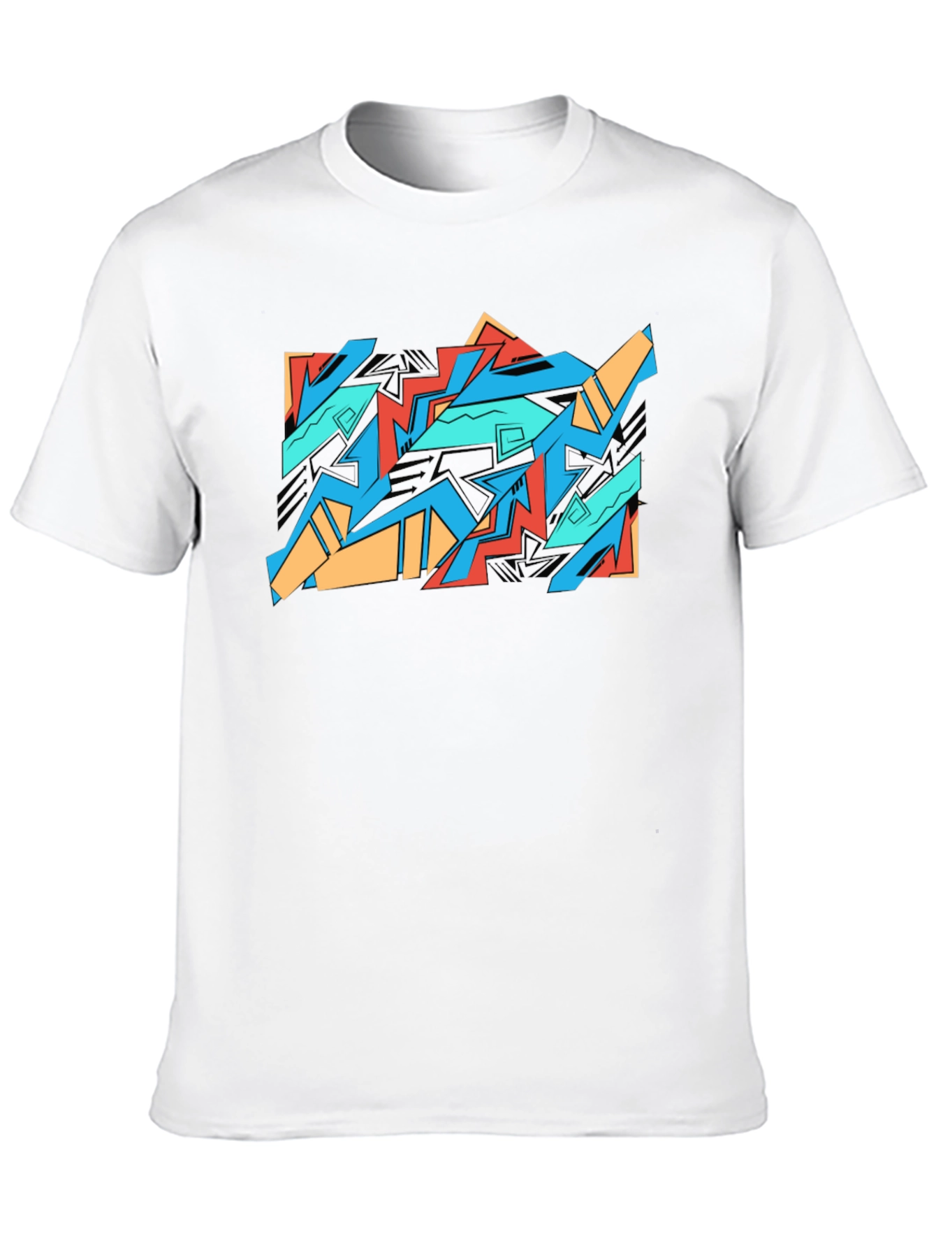 Abstract Graffiti Graphic Tee - Black Cotton Casual Shirt