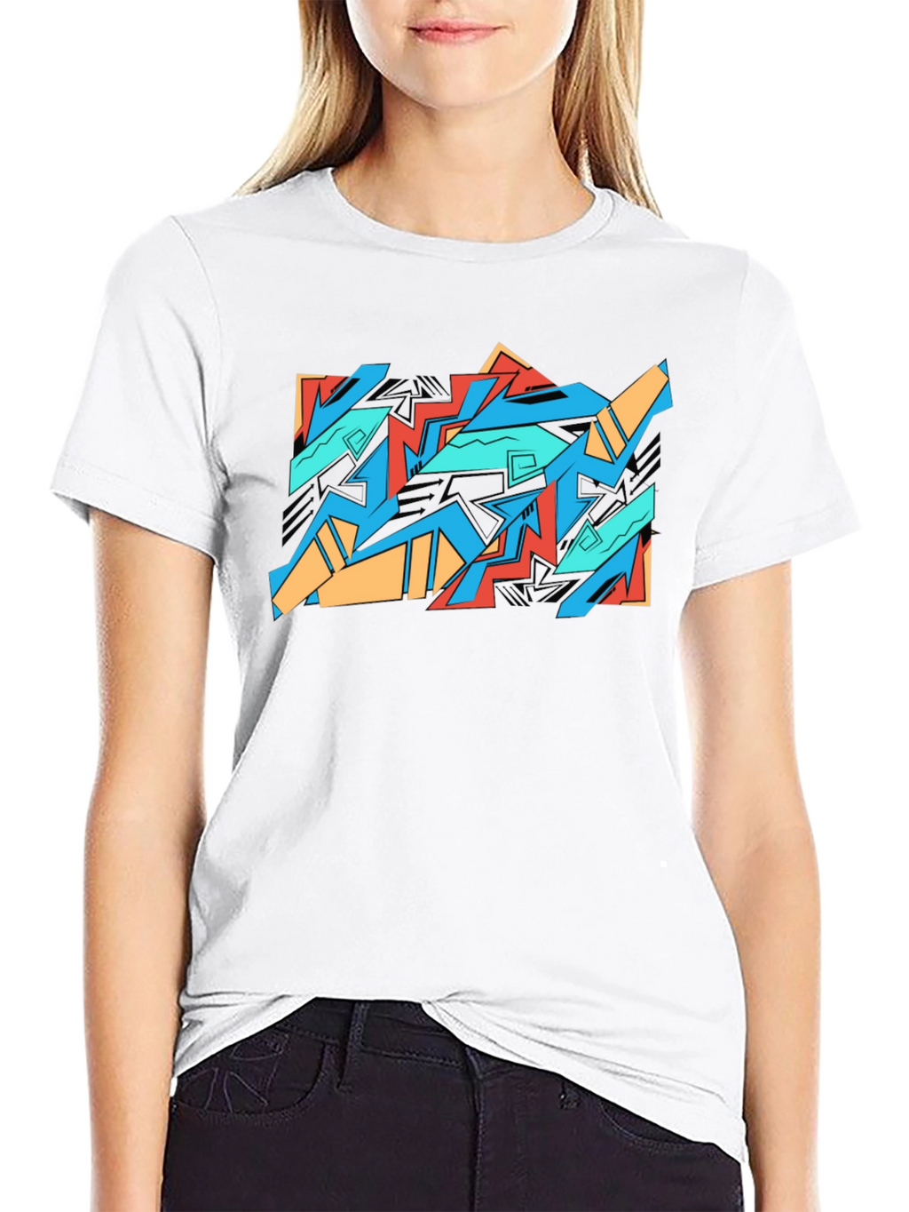 Abstract Graffiti Graphic Tee - Black Cotton Casual Shirt