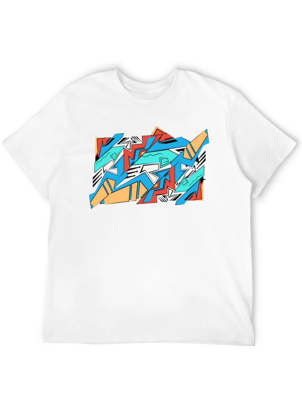 Abstract Graffiti Graphic Tee - Black Cotton Casual Shirt