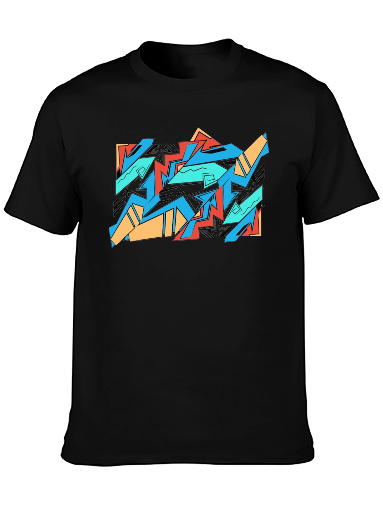 Abstract Graffiti Graphic Tee - Black Cotton Casual Shirt