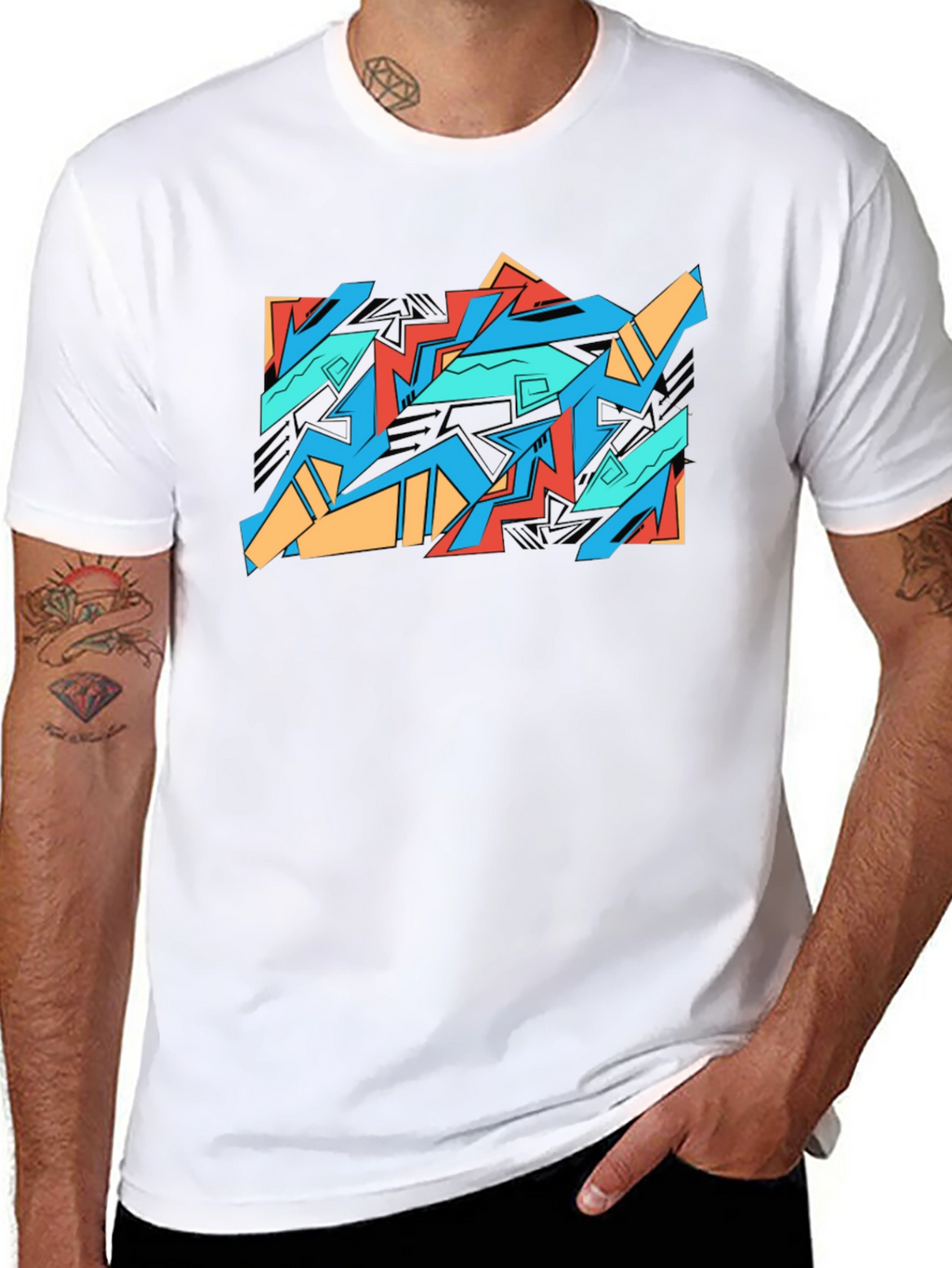 Abstract Graffiti Graphic Tee - Black Cotton Casual Shirt