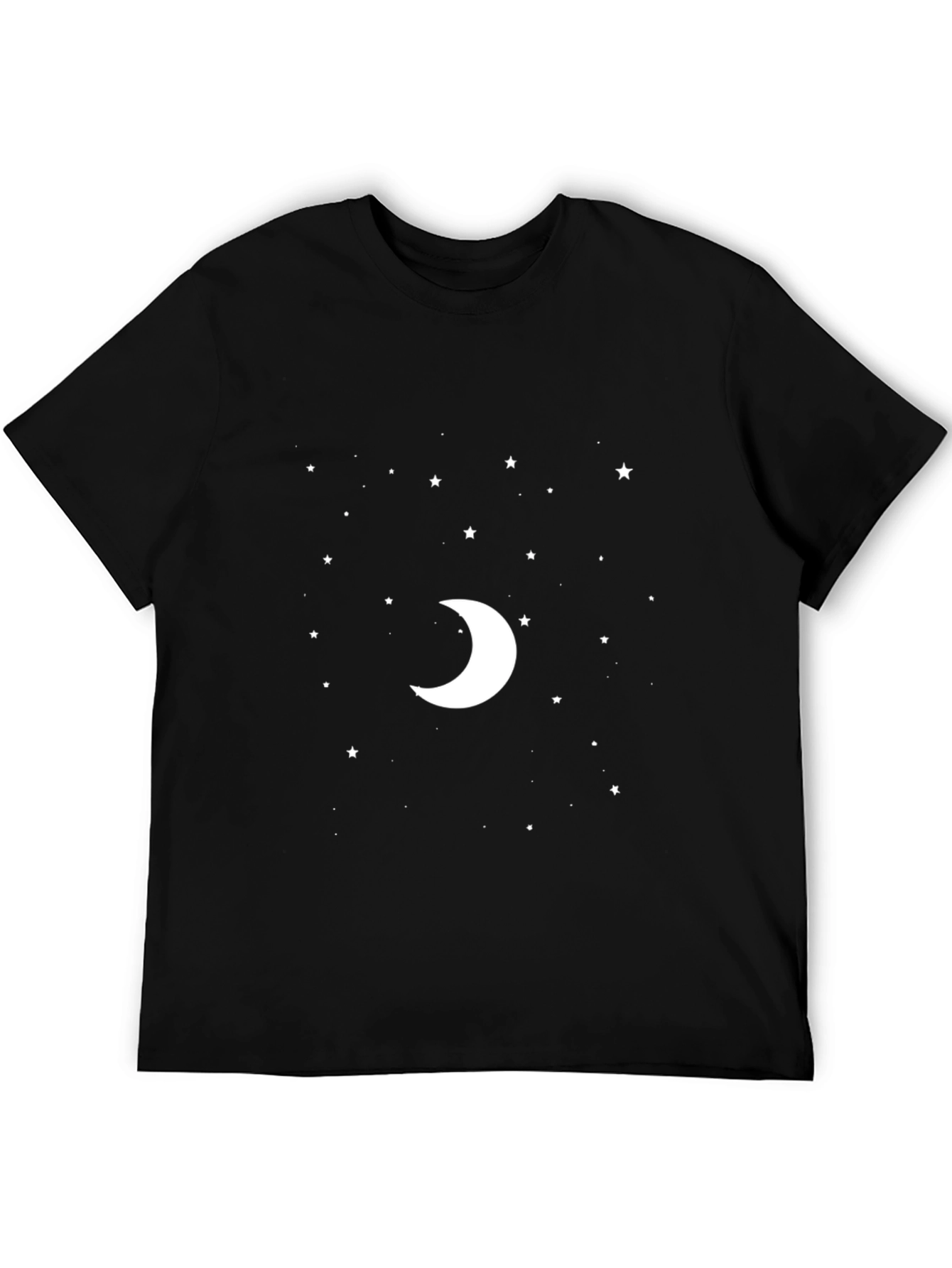 Moon and Stars Graphic Tee - Black Short Sleeve Shirt