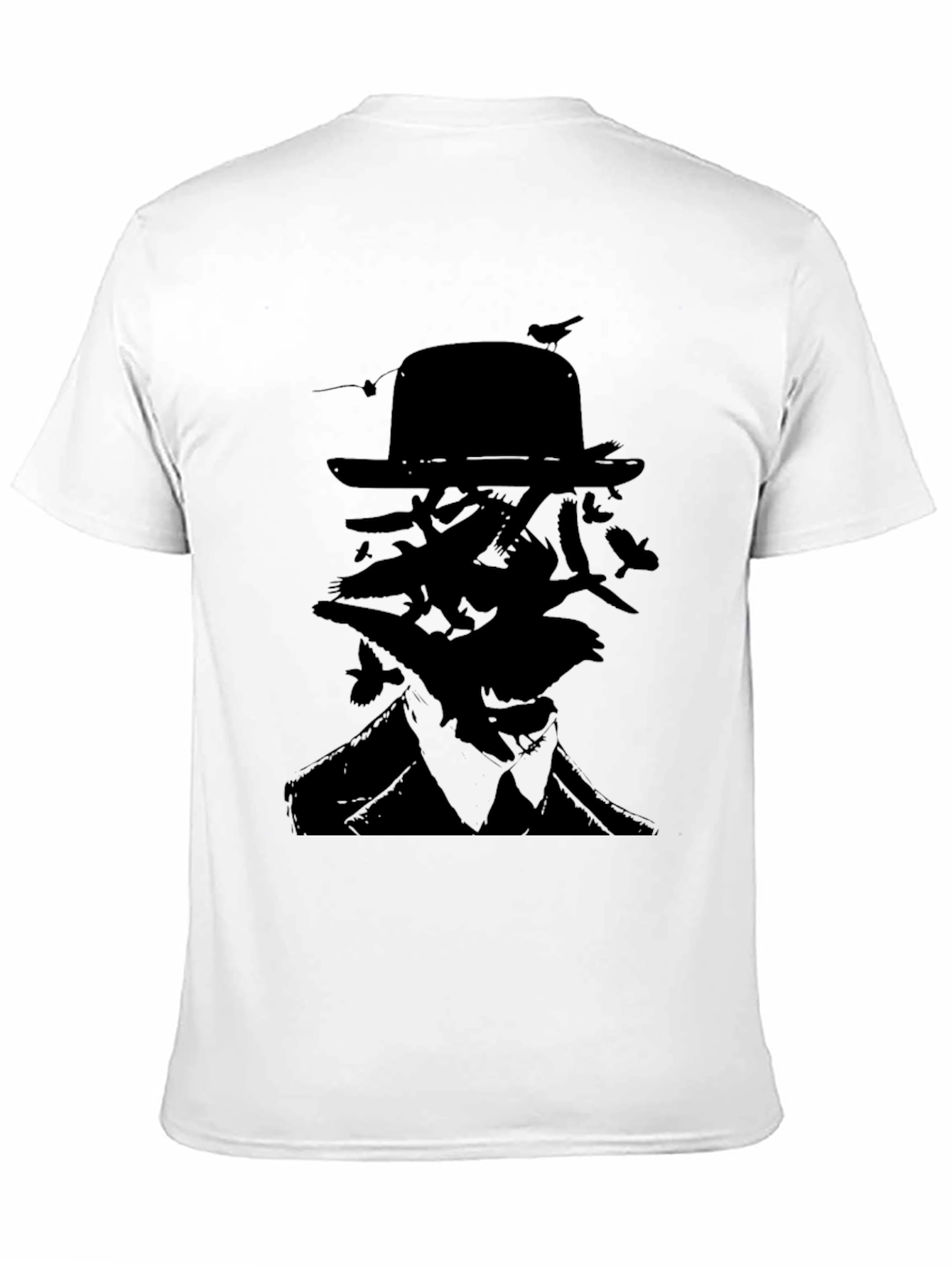 Mysterious Man Bird Silhouette Black T-Shirt
