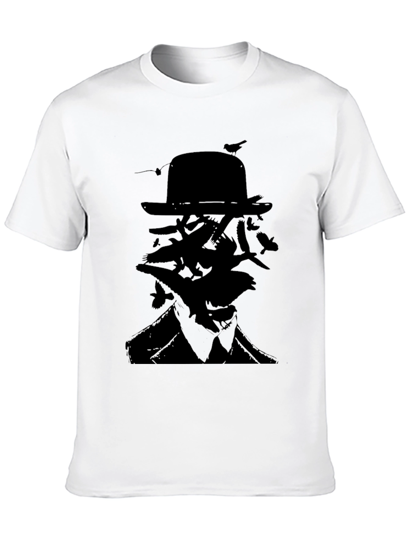 Mysterious Man Bird Silhouette Black T-Shirt