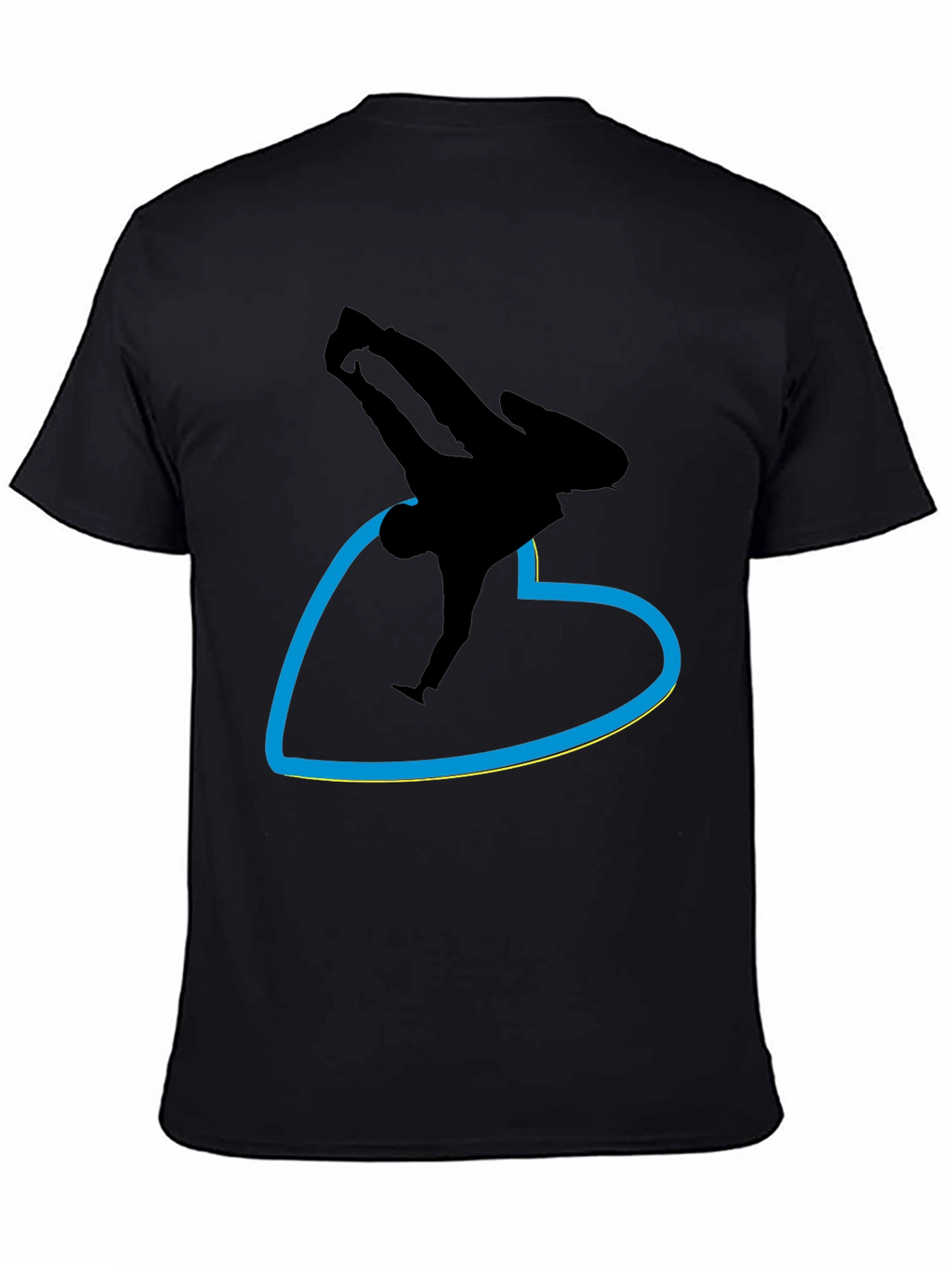 Black T-Shirt with Breakdancer Heart Graphic