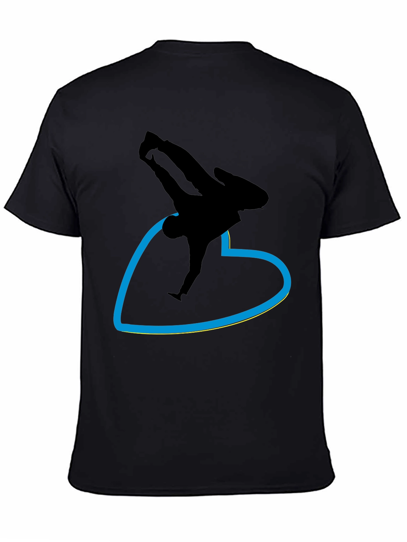 Black T-Shirt with Breakdancer Heart Graphic