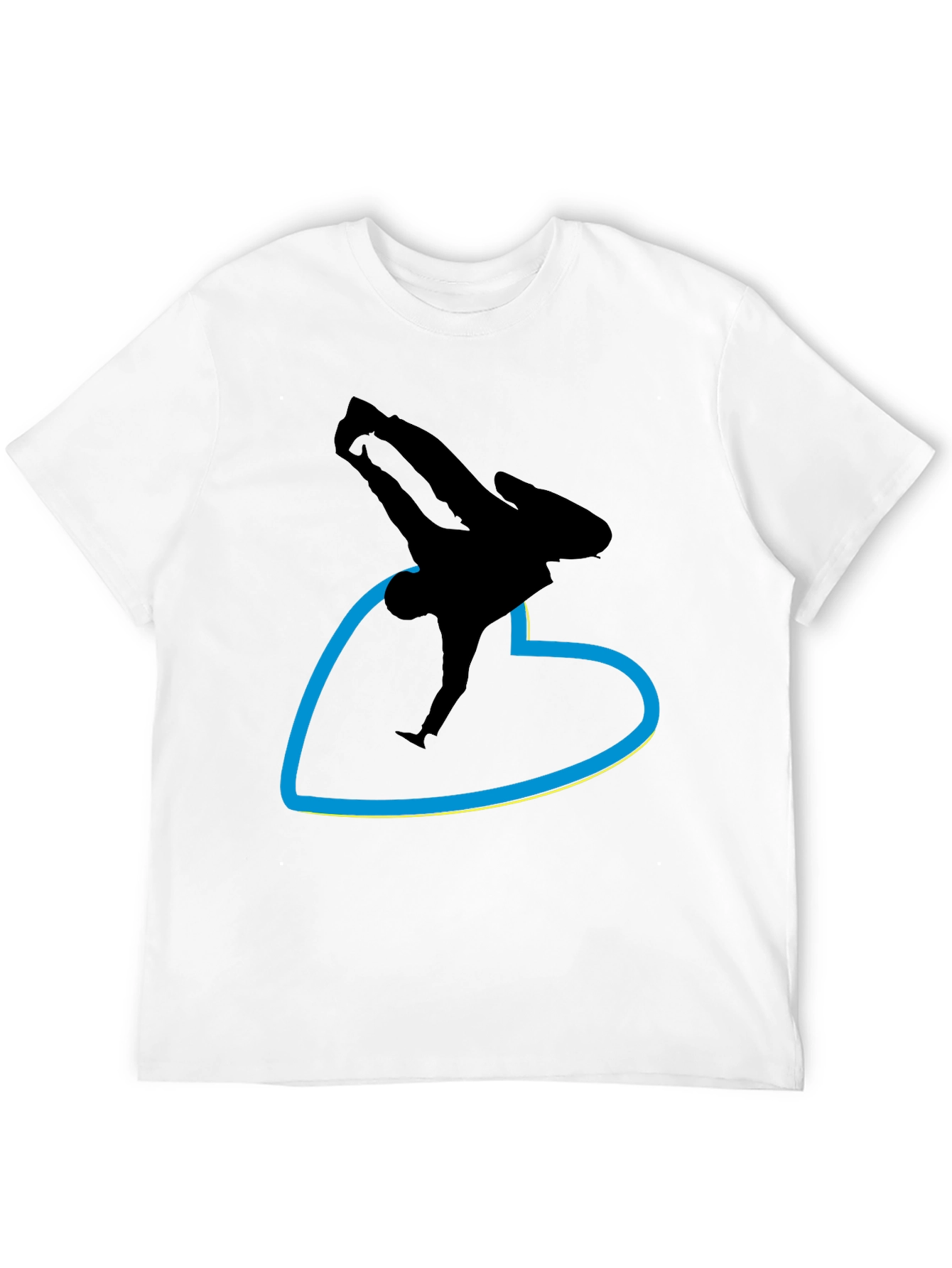 Black T-Shirt with Breakdancer Heart Graphic