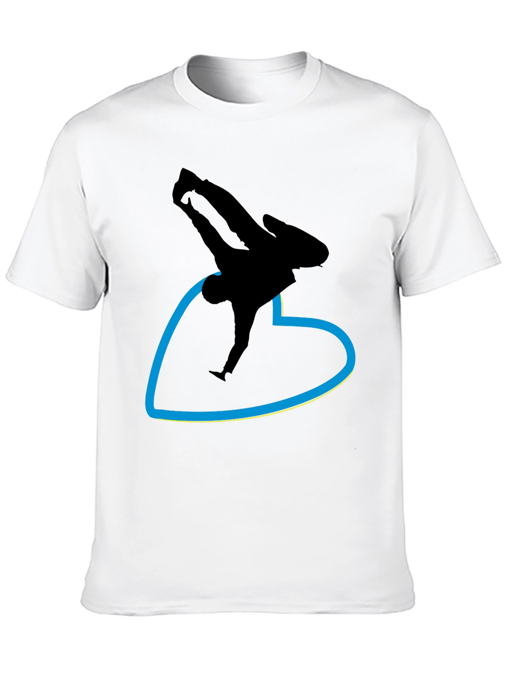 Black T-Shirt with Breakdancer Heart Graphic