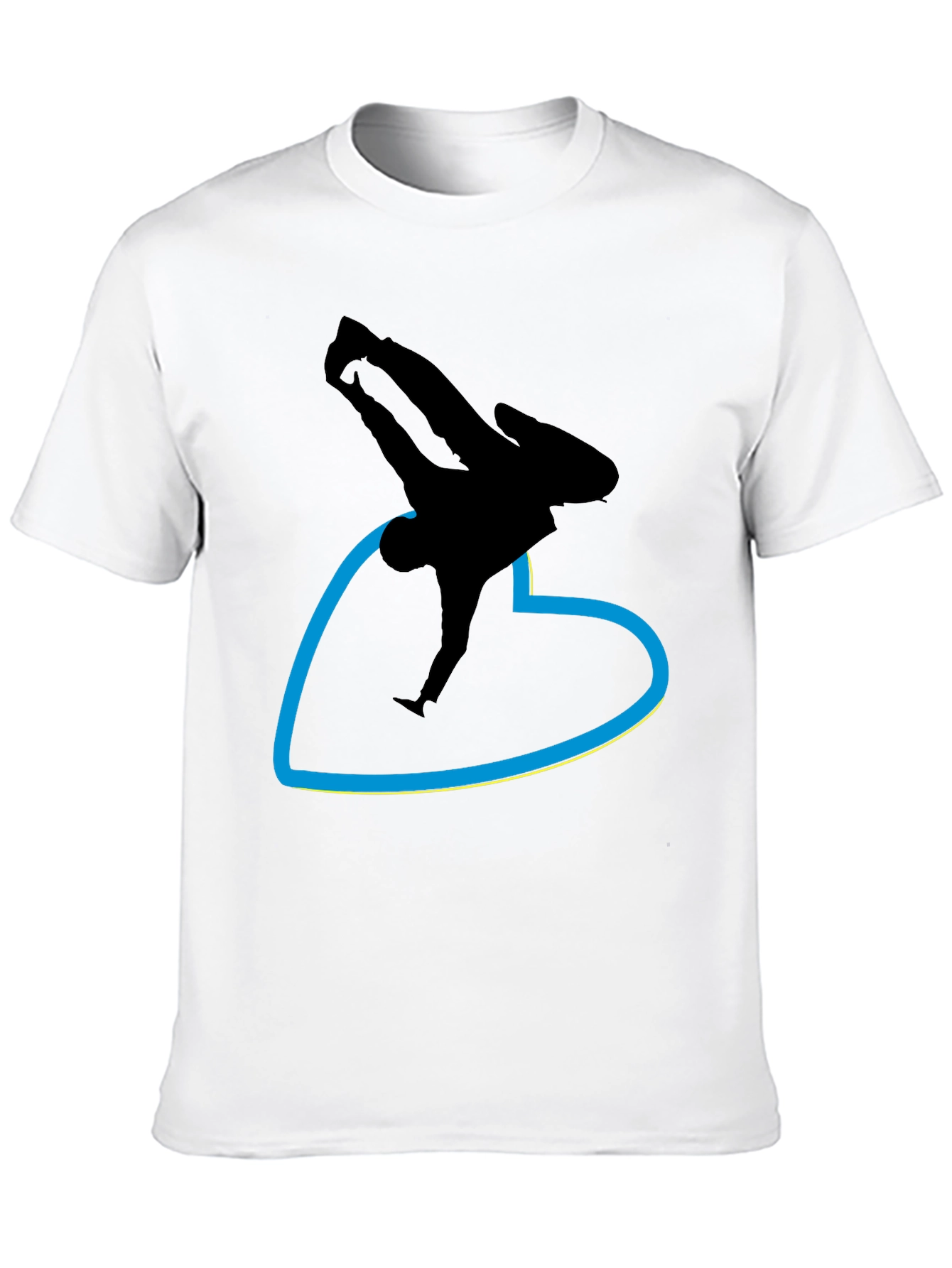 Black T-Shirt with Breakdancer Heart Graphic