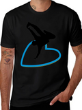Black T-Shirt with Breakdancer Heart Graphic