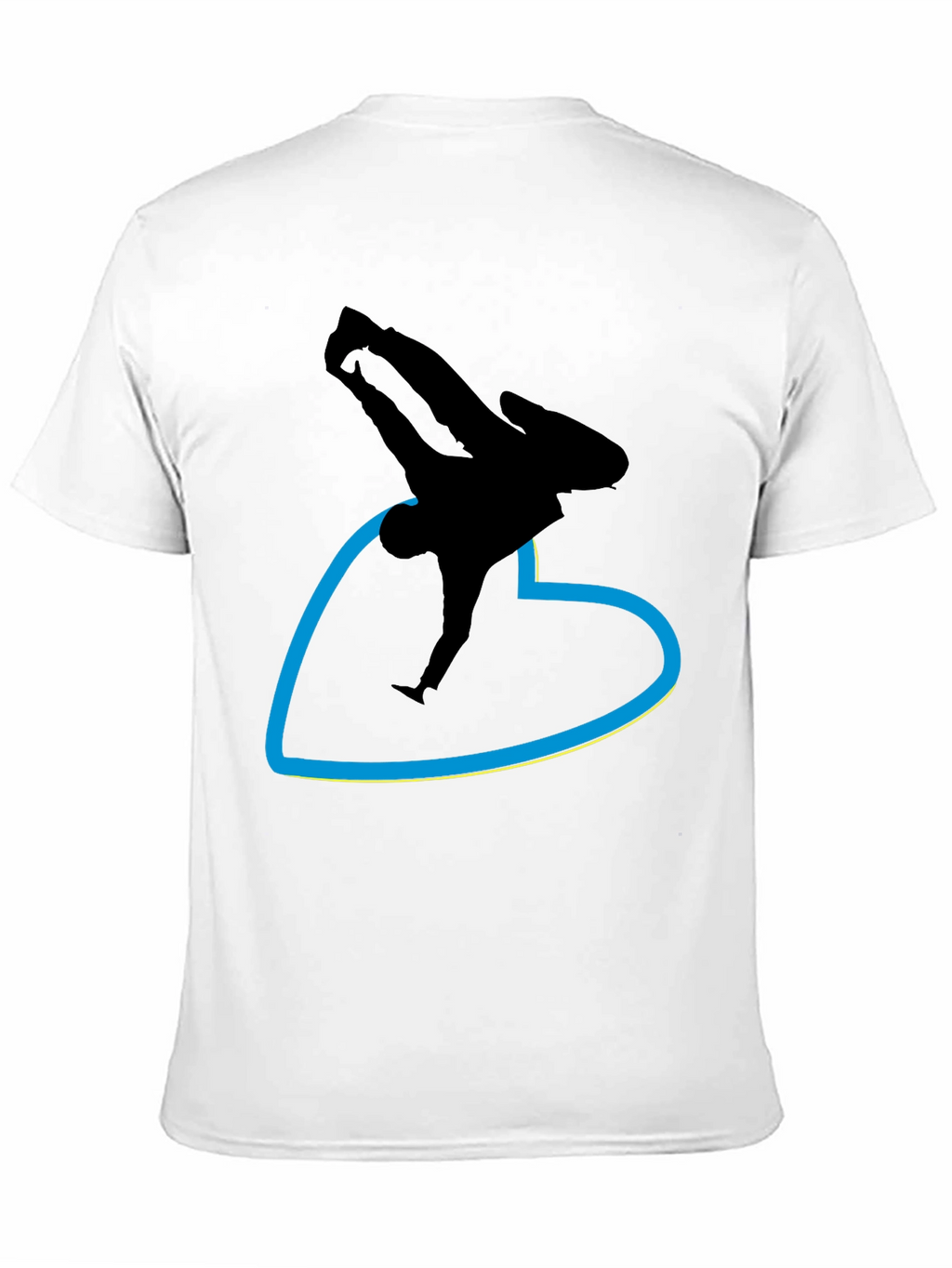 Black T-Shirt with Breakdancer Heart Graphic