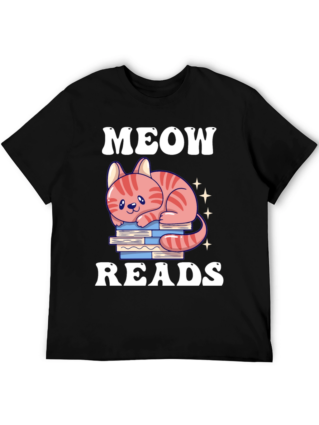 Meow Reads T-Shirt Cute Cat Reading Books Tee