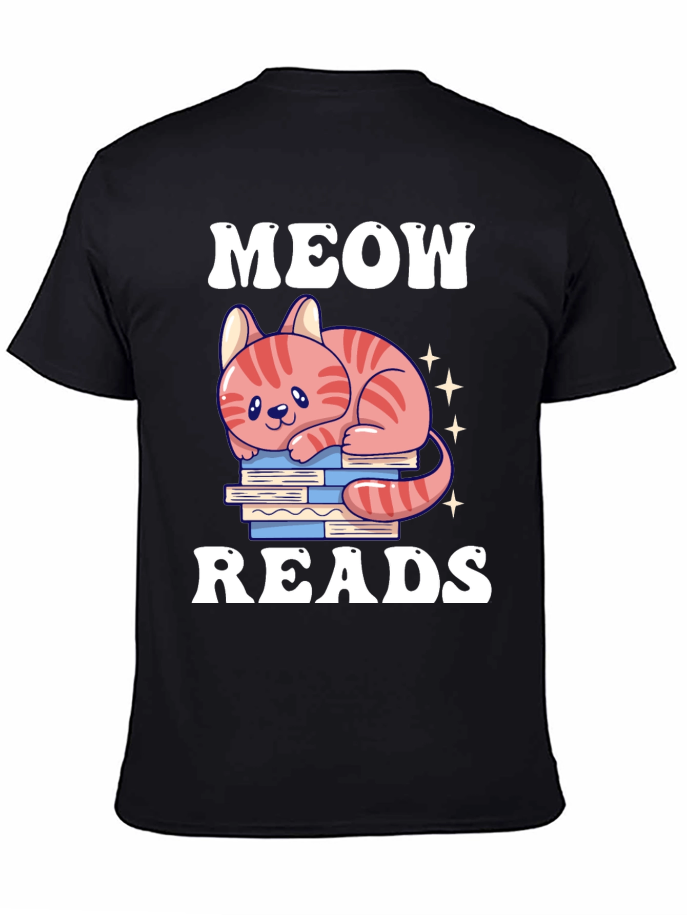 Meow Reads T-Shirt Cute Cat Reading Books Tee